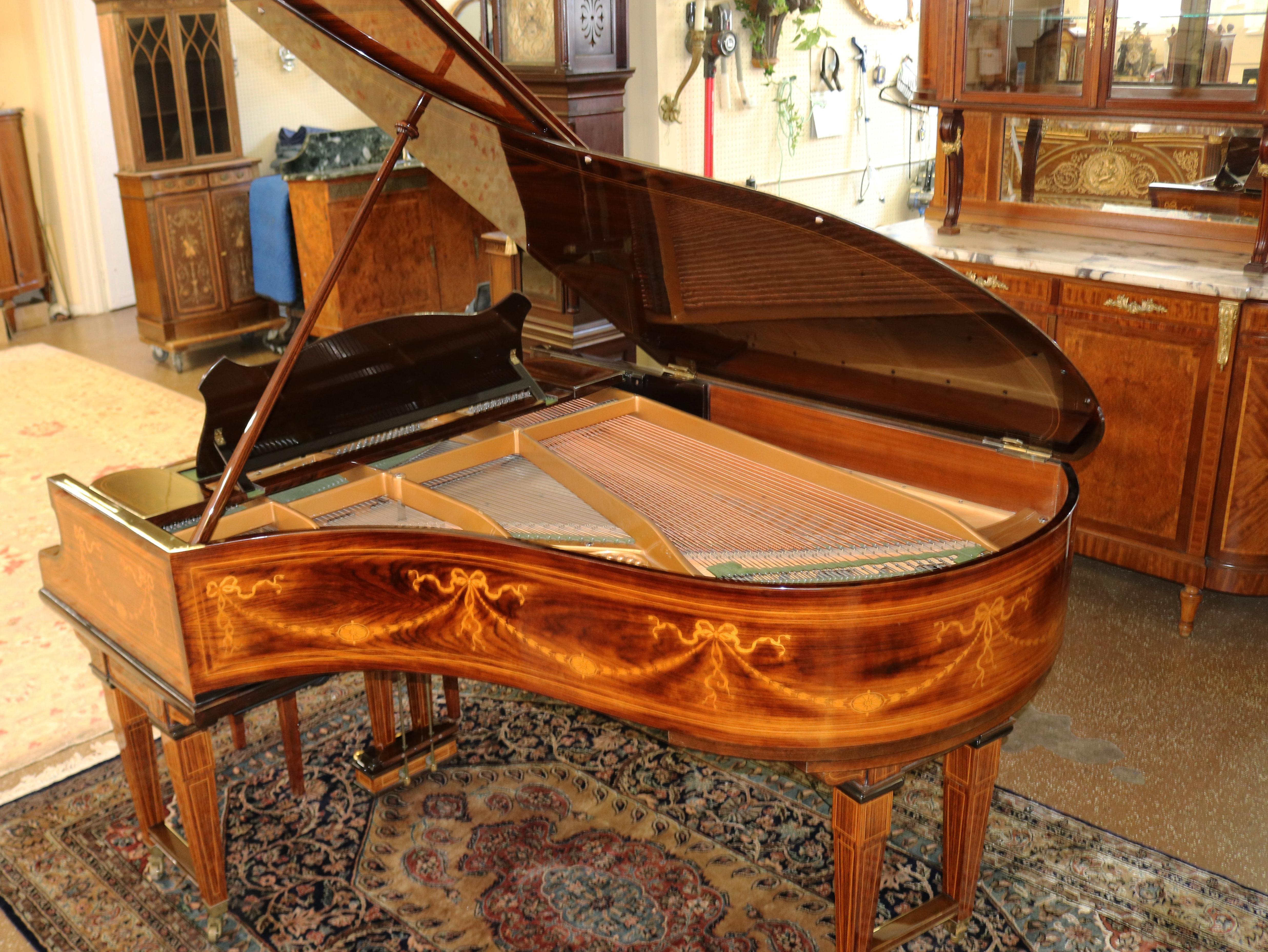C Bechstein Rosewood Satinwood Inlaid Model A Player Piano  In Good Condition In Long Branch, NJ
