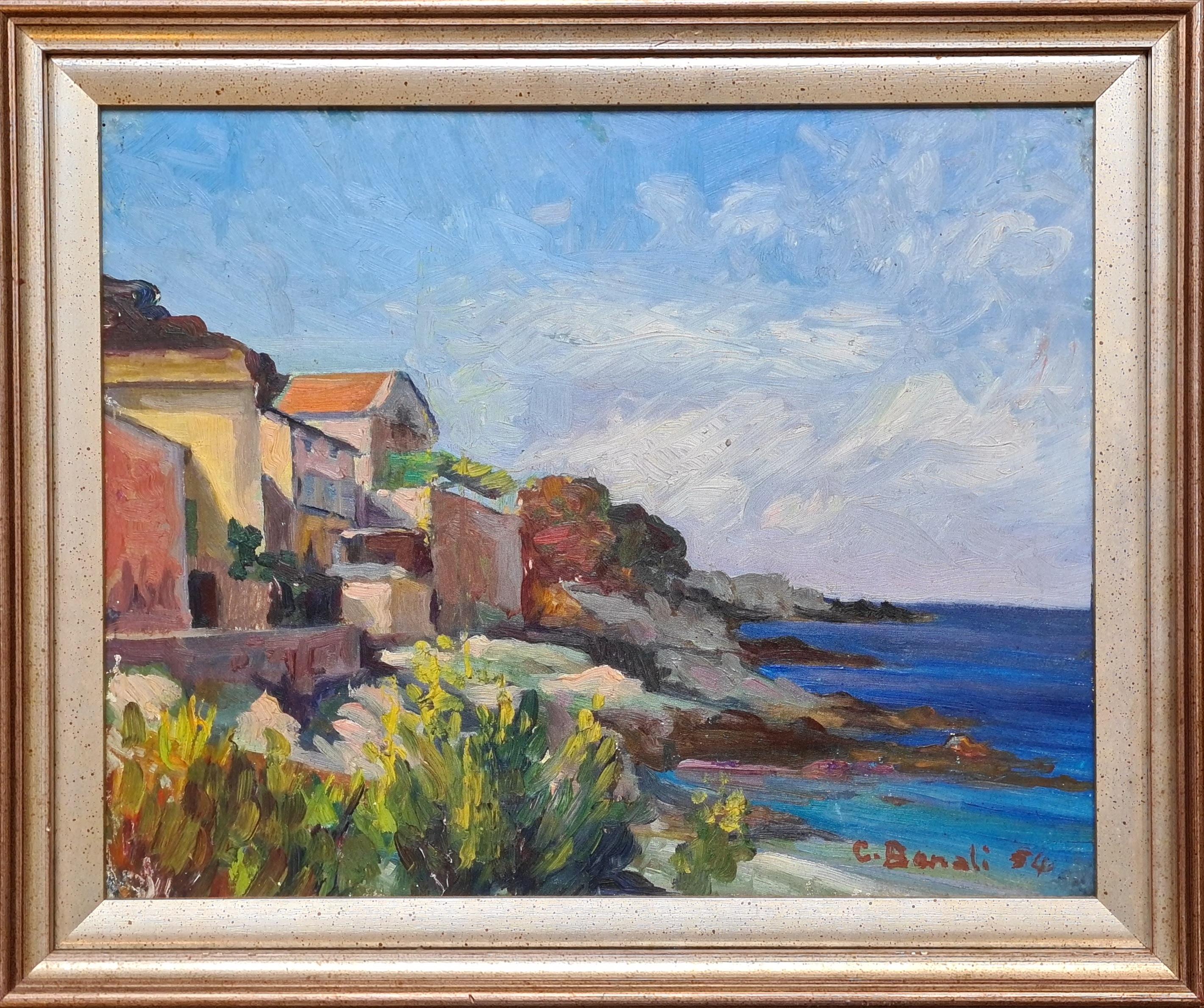 C Benali Landscape Painting - Impressionist Seascape of Cap Corse and The Ligurian Sea