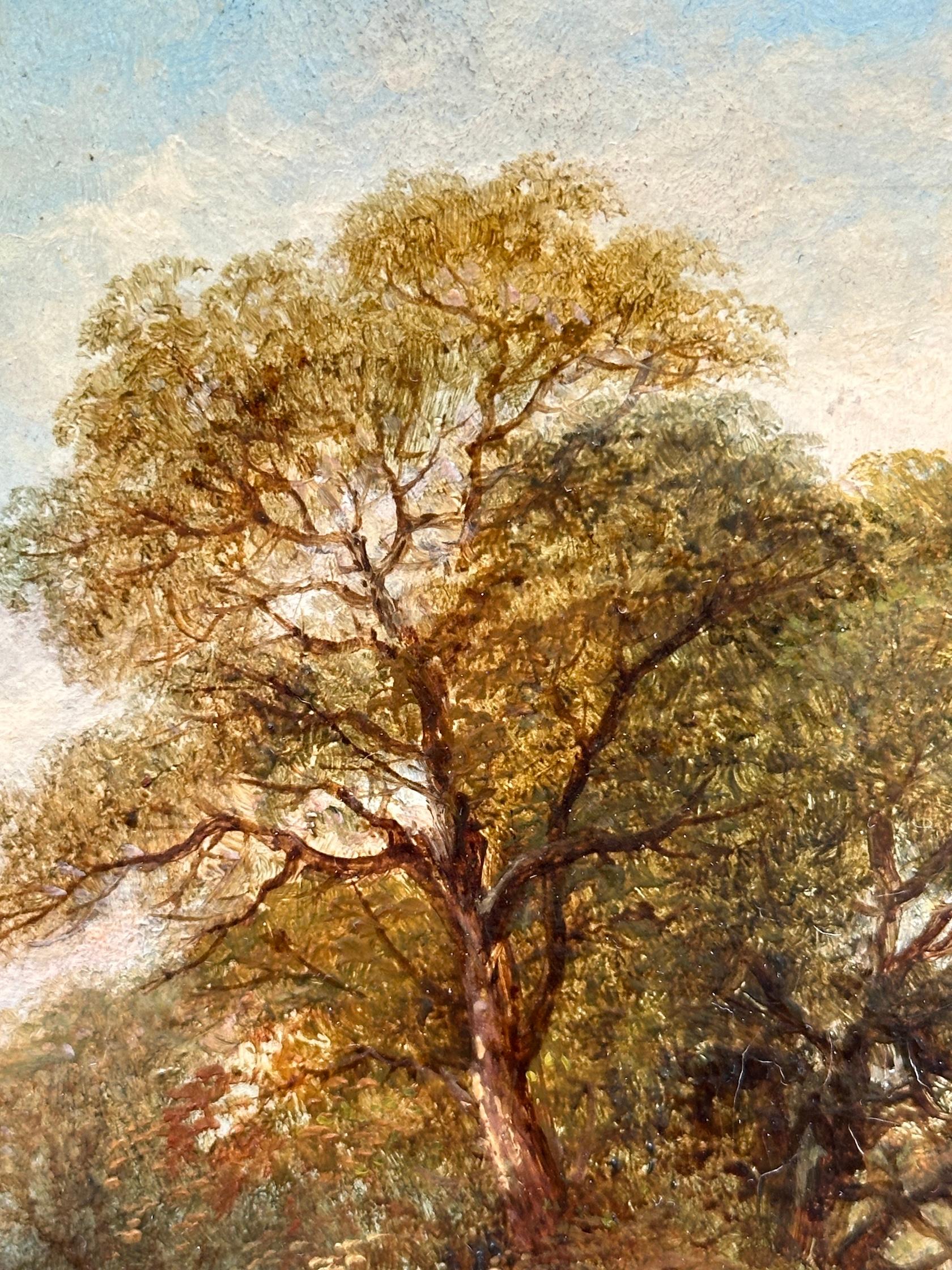 Englische Landschaft des 19. Jahrhunderts mit Bäumen, ein Erntesockel im Sommer im Angebot 2