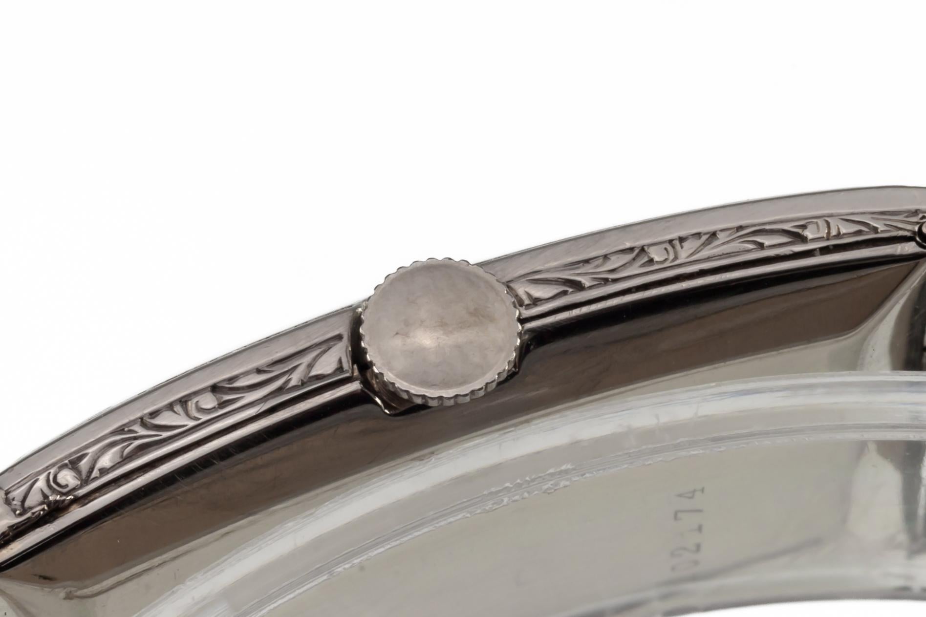 C. Bucherer 14k White Gold Antique Art Deco Hand-Winding Watch ETA 500 In Good Condition For Sale In Sherman Oaks, CA