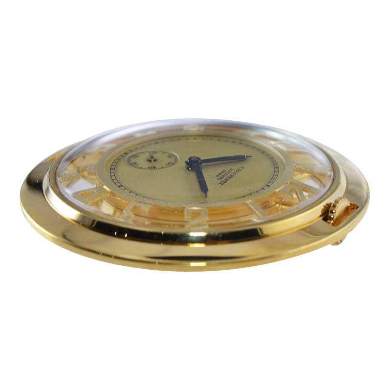 C. Bucherer 14Kt. Solid Gold Art Deco Pocket Watch with Skelton Back and Front In Excellent Condition In Long Beach, CA
