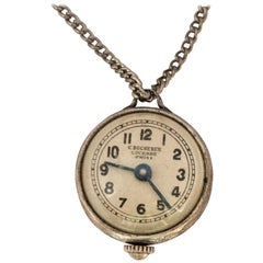 Vintage C. Bucherer Lucerne Swiss Pendant Bubble Ball Watch with Silver Plated Chain