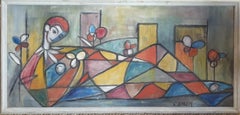 The Harlequin, Colourful Mid 20th Century Painting