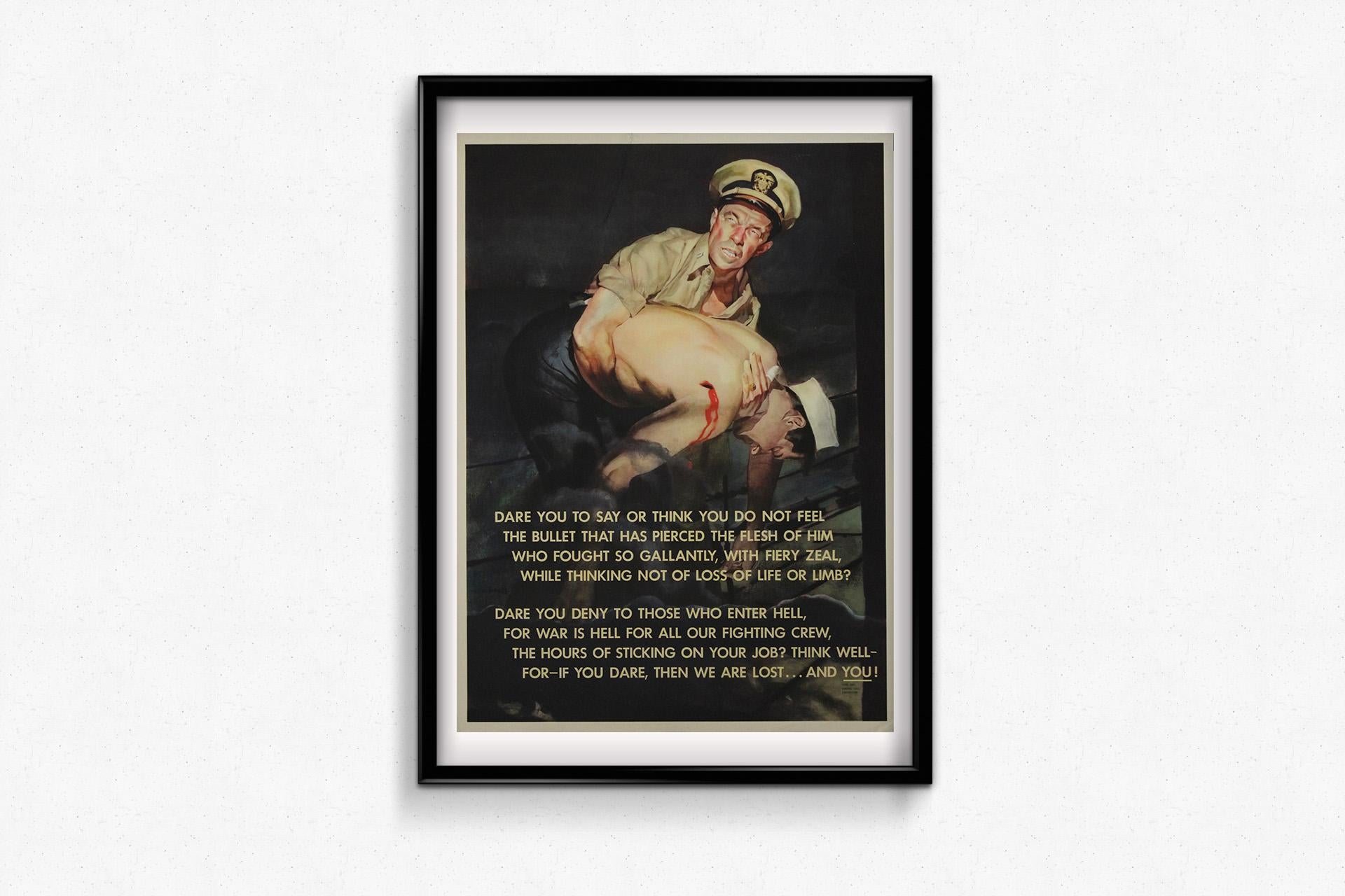 1943 original wartime poster by C.C. Beall - Dare you to say or think... For Sale 1