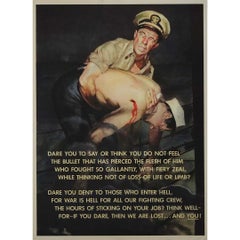 Vintage 1943 original wartime poster by C.C. Beall - Dare you to say or think...