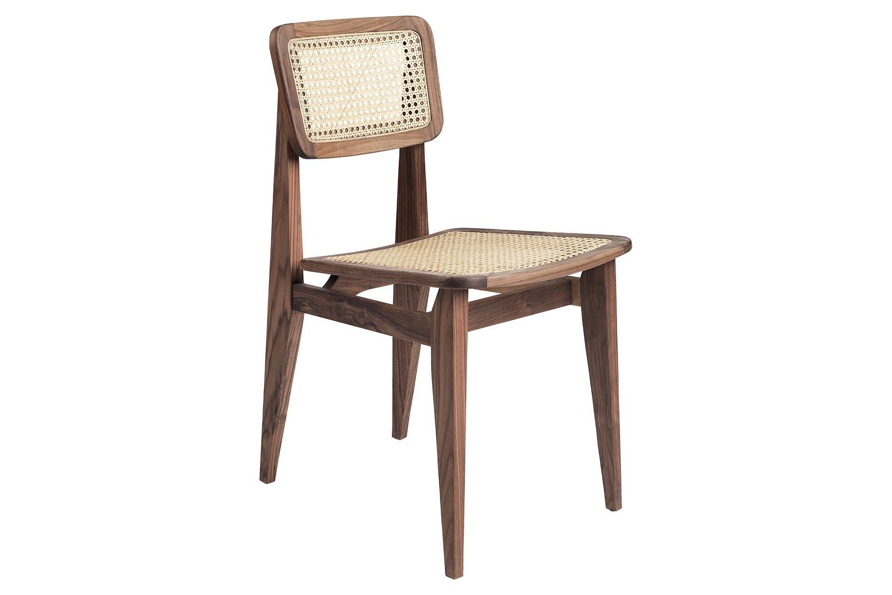 Danish C-Chair Dining Chair, French Cane, Brown Stained Oak For Sale