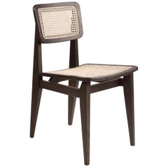 Silla de comedor C-Chair, caña francesa, roble teñido de marrón