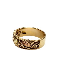 C Co. Black Hills 10K Yellow and Rose Gold Leaf Band Size 6 #24310