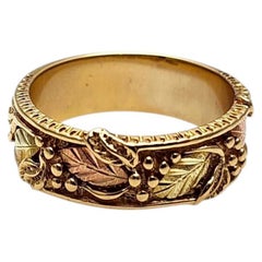 C Co. Black Hills 10K Yellow and Rose Gold Leaf Band Size 6 #24310