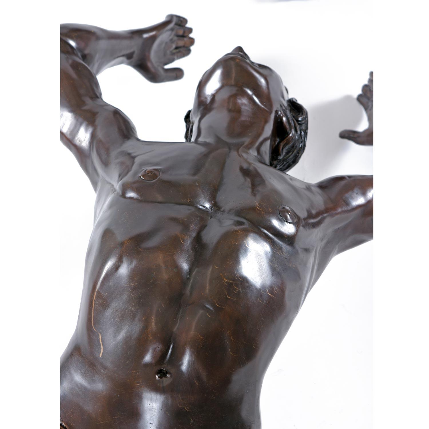 Bronzefigurale Jugendstil-Skulptur-Couchtisch mit Glasplatte aus Bronze von C. Conndray im Angebot 4