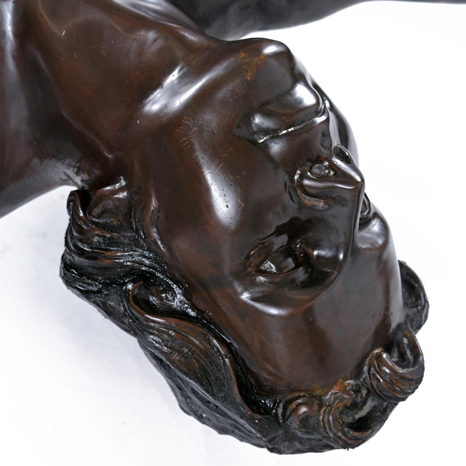 Bronzefigurale Jugendstil-Skulptur-Couchtisch mit Glasplatte aus Bronze von C. Conndray im Angebot 5