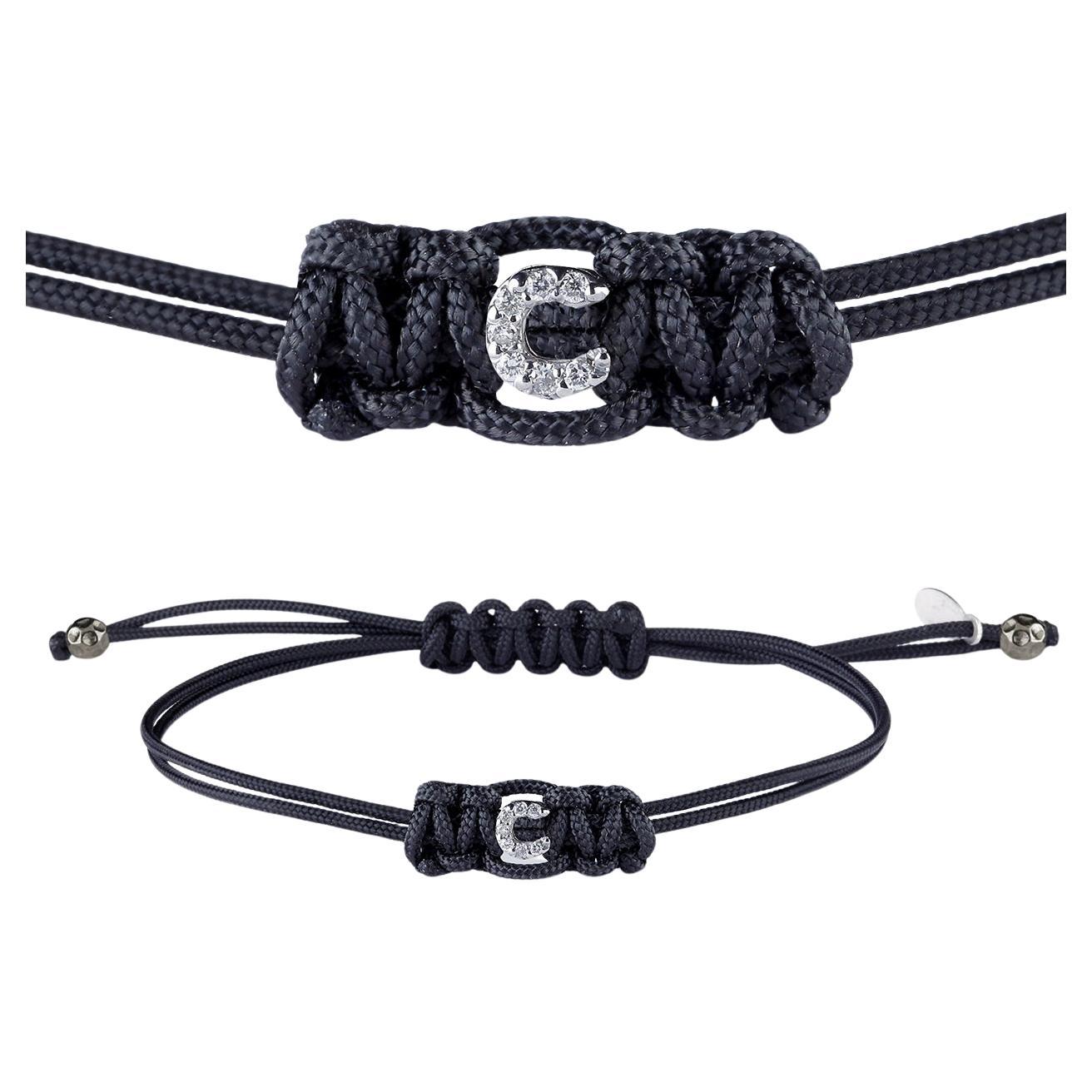 C - Customizable Letter / Name Bracelet in White Gold and White Diamonds Gift