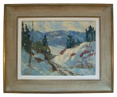 Peinture à l'huile encadrée Late Afternoon Snow, C. D. INSLEY, Canada, vers 1960