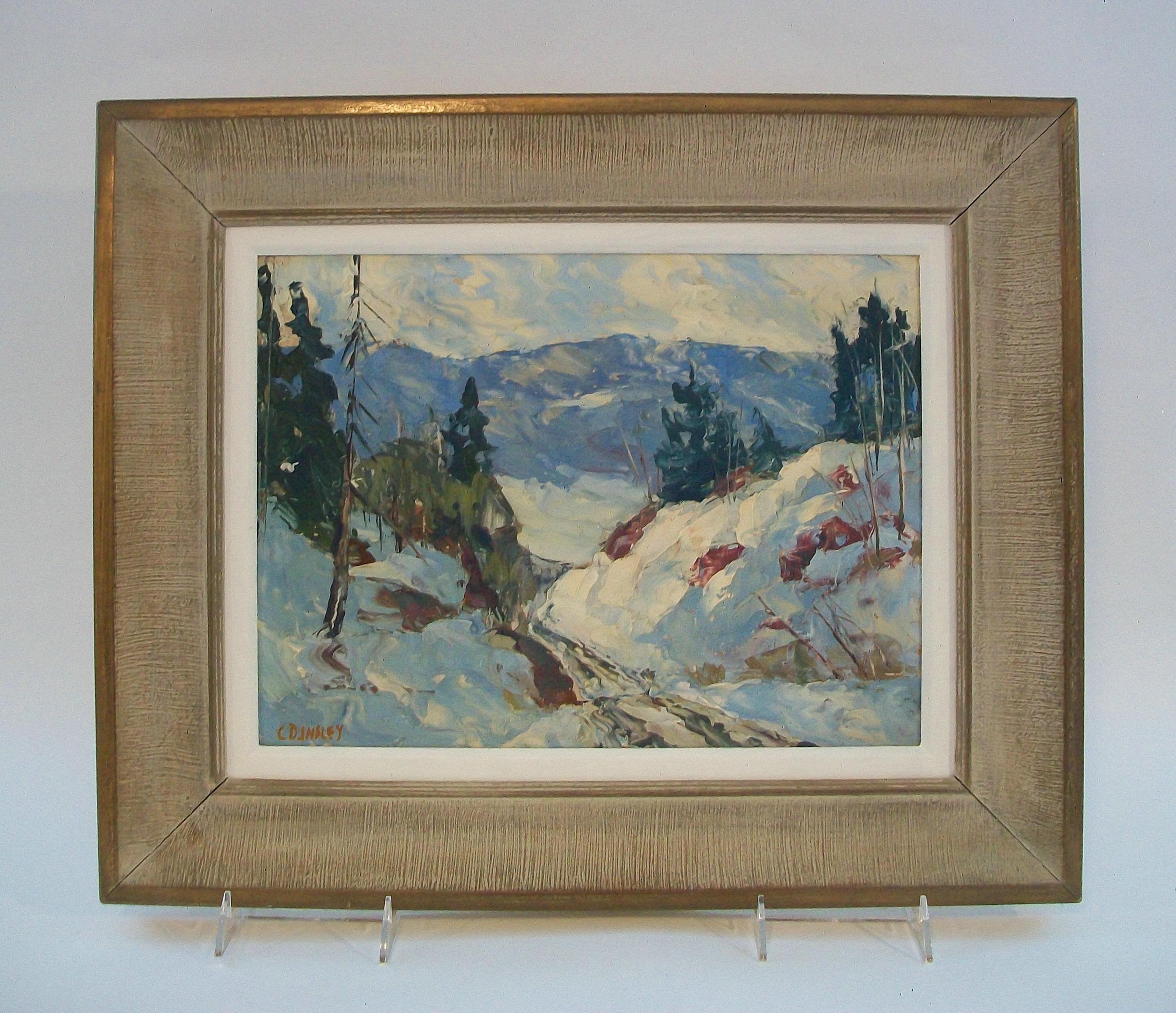 Canadian C. D. INSLEY - 'Late Afternoon Snow' - Framed Oil Painting - Canada - Circa 1960 For Sale