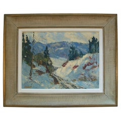Peinture à l'huile encadrée Late Afternoon Snow, C. D. INSLEY, Canada, vers 1960