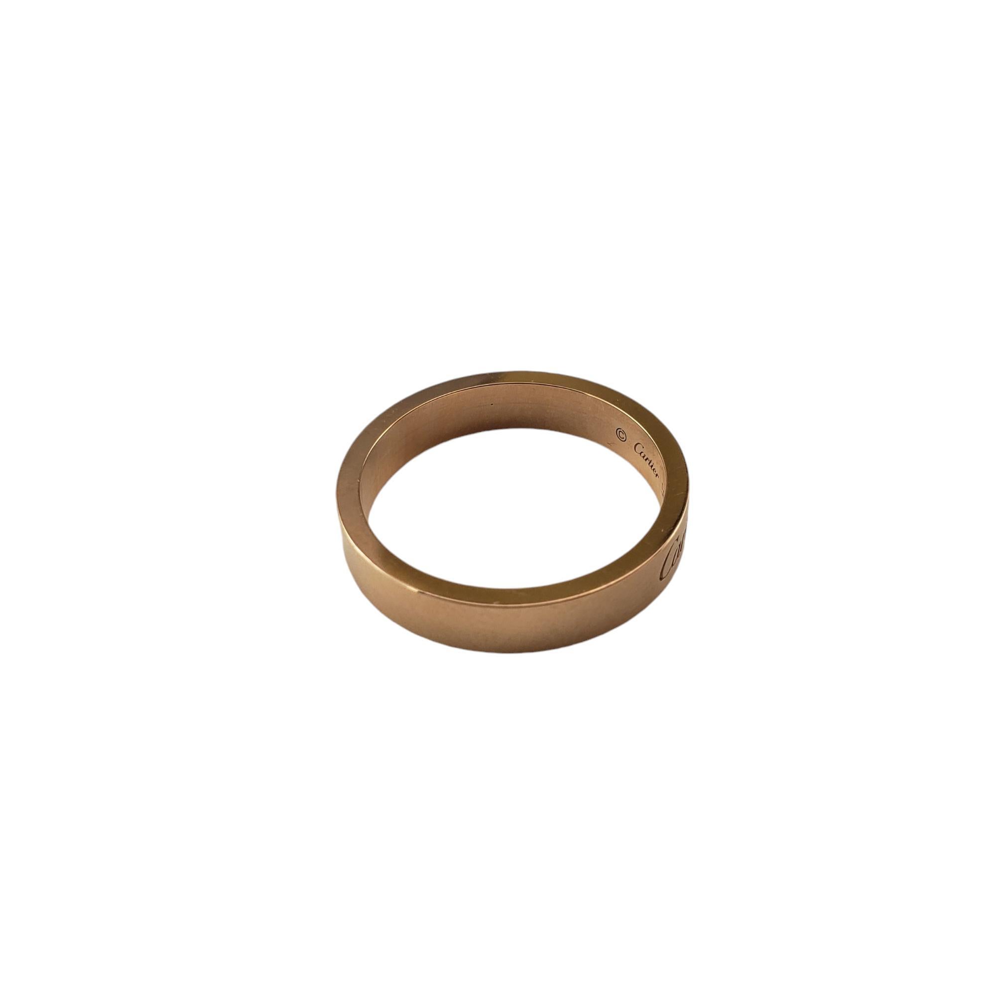 C De Cartier 18 Karat Rose Gold Band Ring Size 8.5 (58) w/Box #18937 In Good Condition In Washington Depot, CT