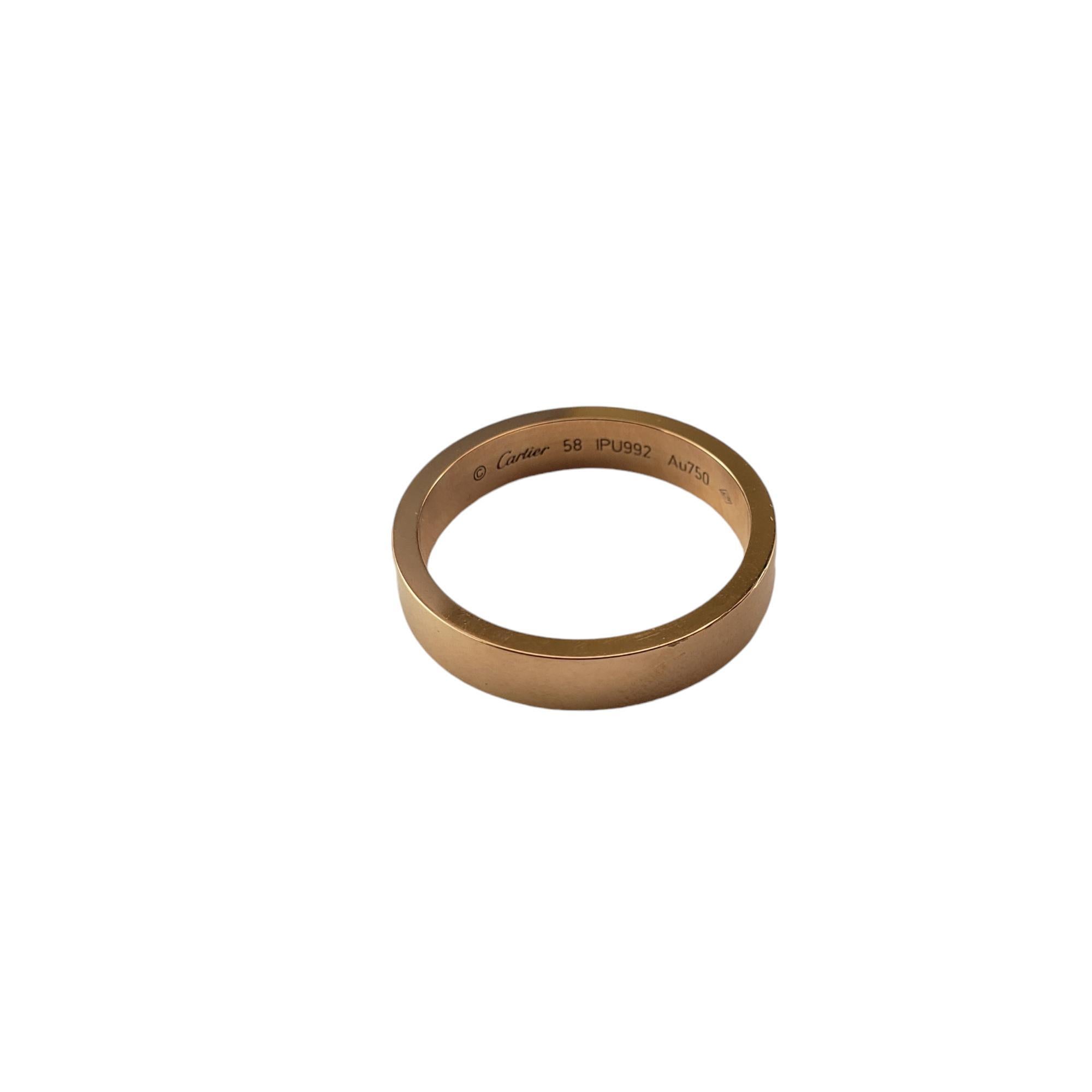 Women's C De Cartier 18 Karat Rose Gold Band Ring Size 8.5 (58) w/Box #18937
