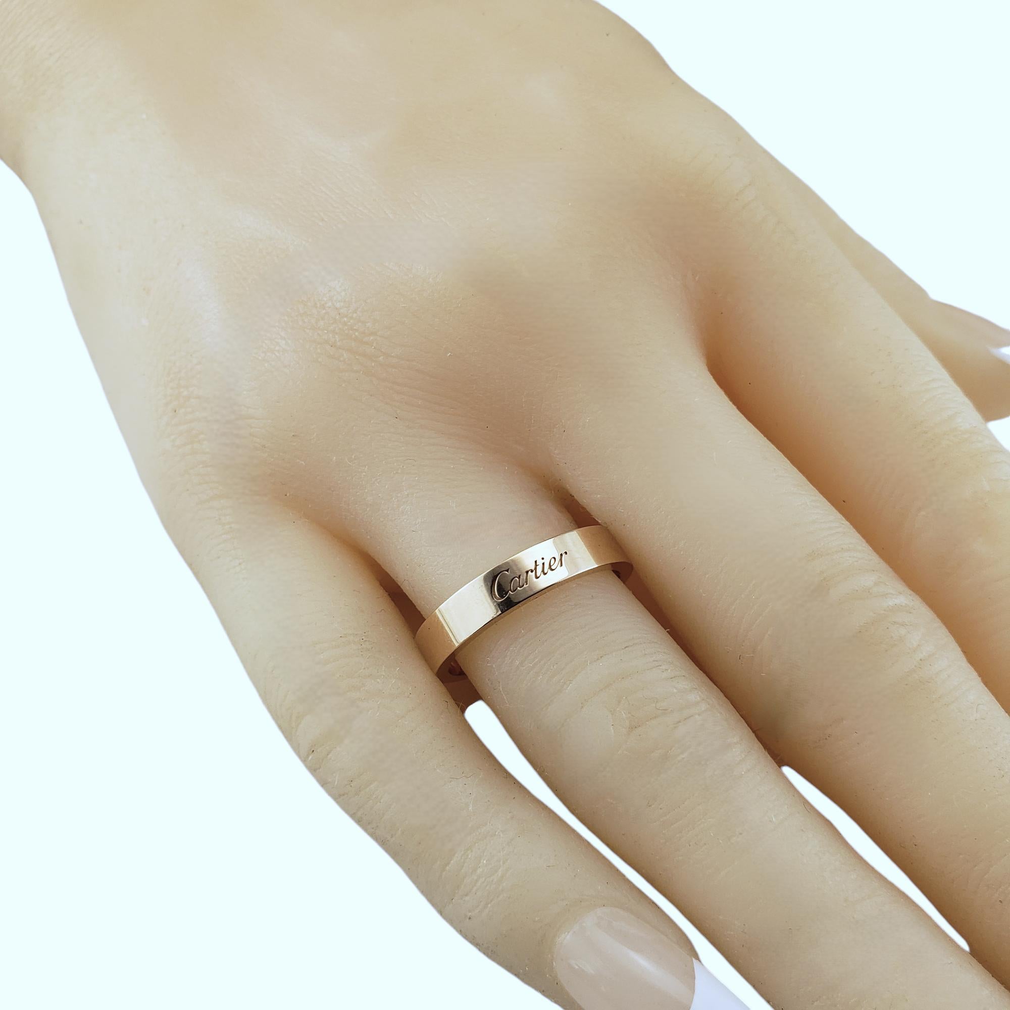 C De Cartier 18 Karat Rose Gold Band Ring Size 8.5 (58) w/Box #18937 3