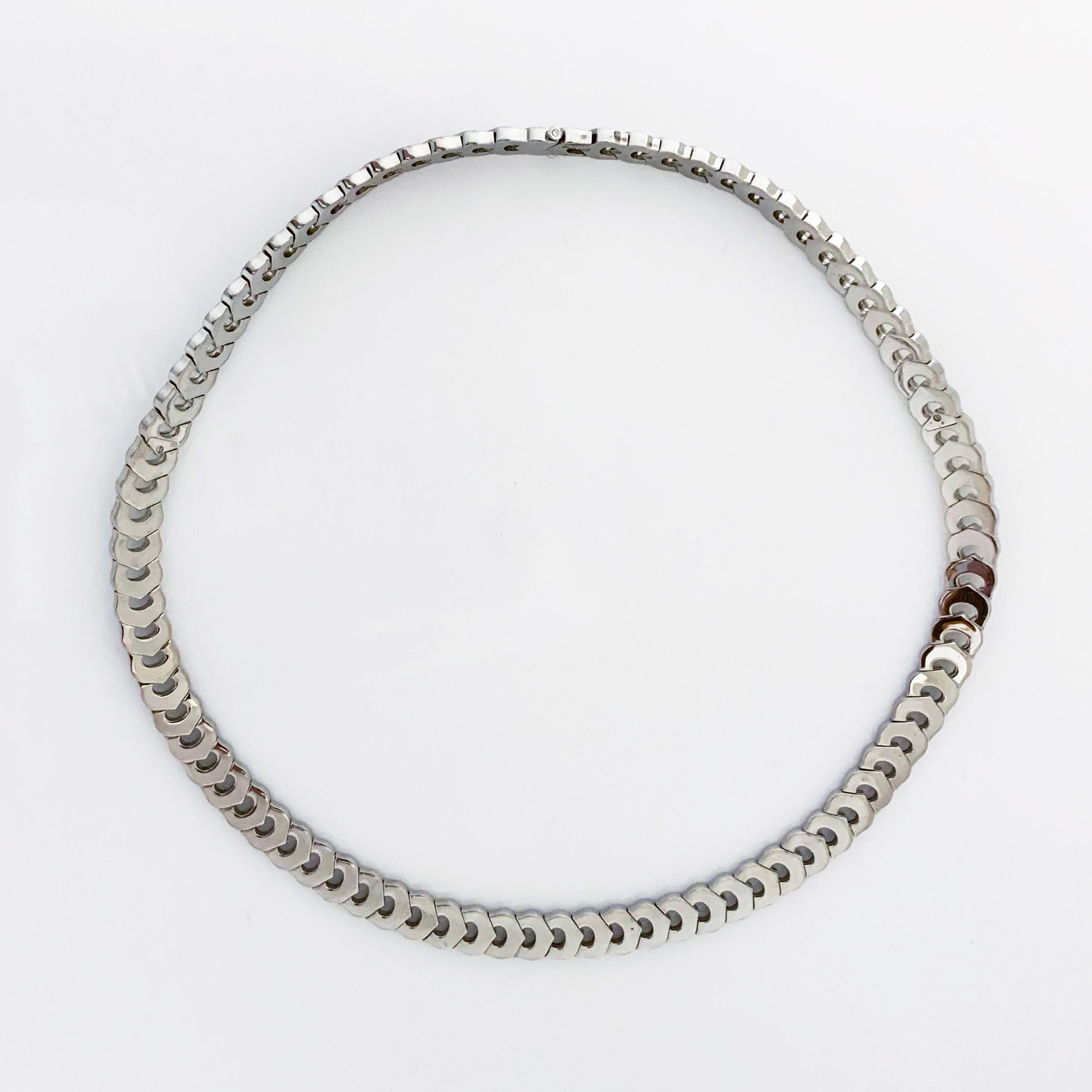 C De Cartier 18 Karat White Gold C Link Necklace In Good Condition In Philadelphia, PA