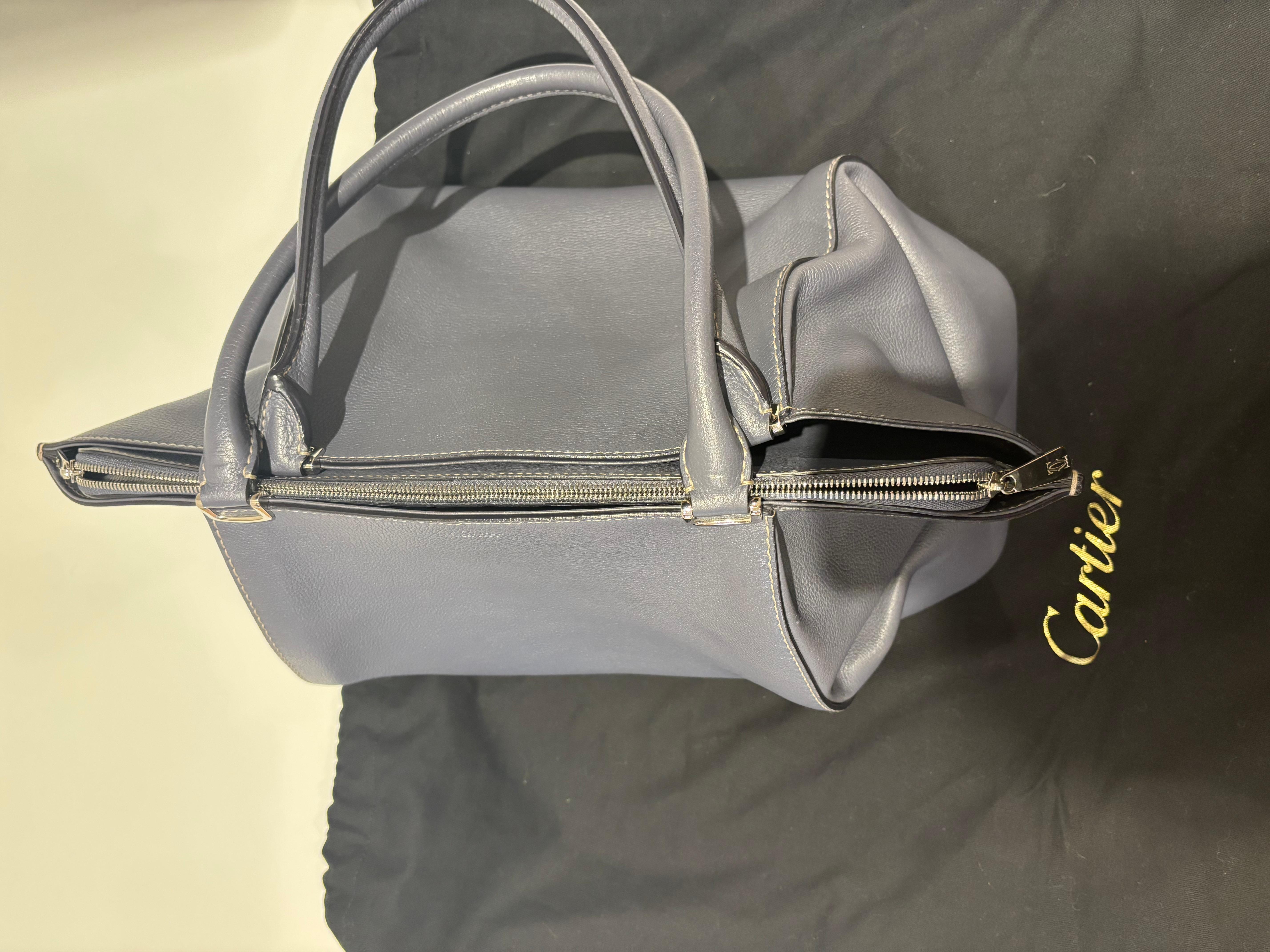 C de Cartier As New Blue Grey Tote with Dust Bag Excellent état - En vente à Port Hope, ON
