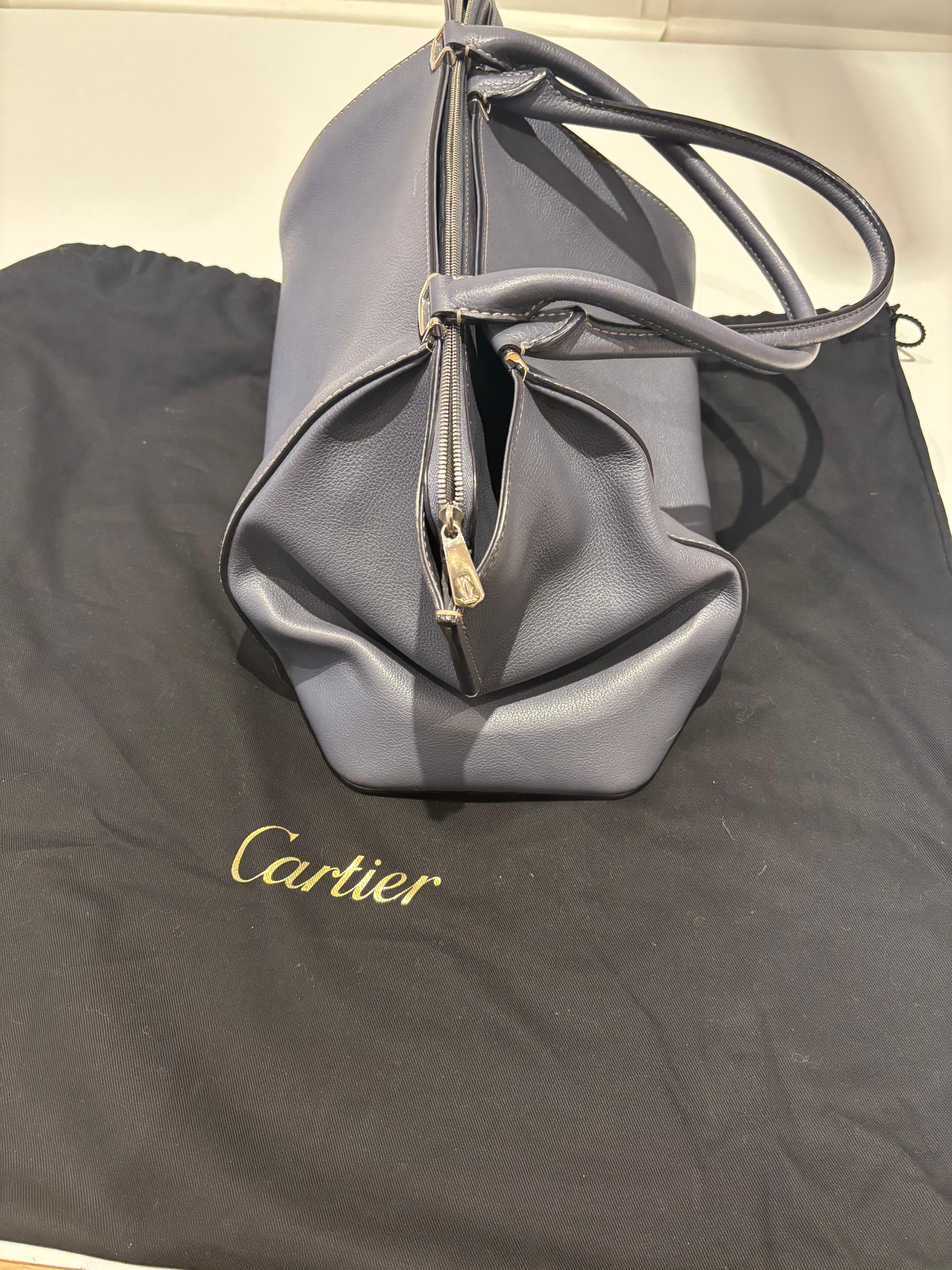 C de Cartier As New Blue Grey Tote with Dust Bag en vente 1
