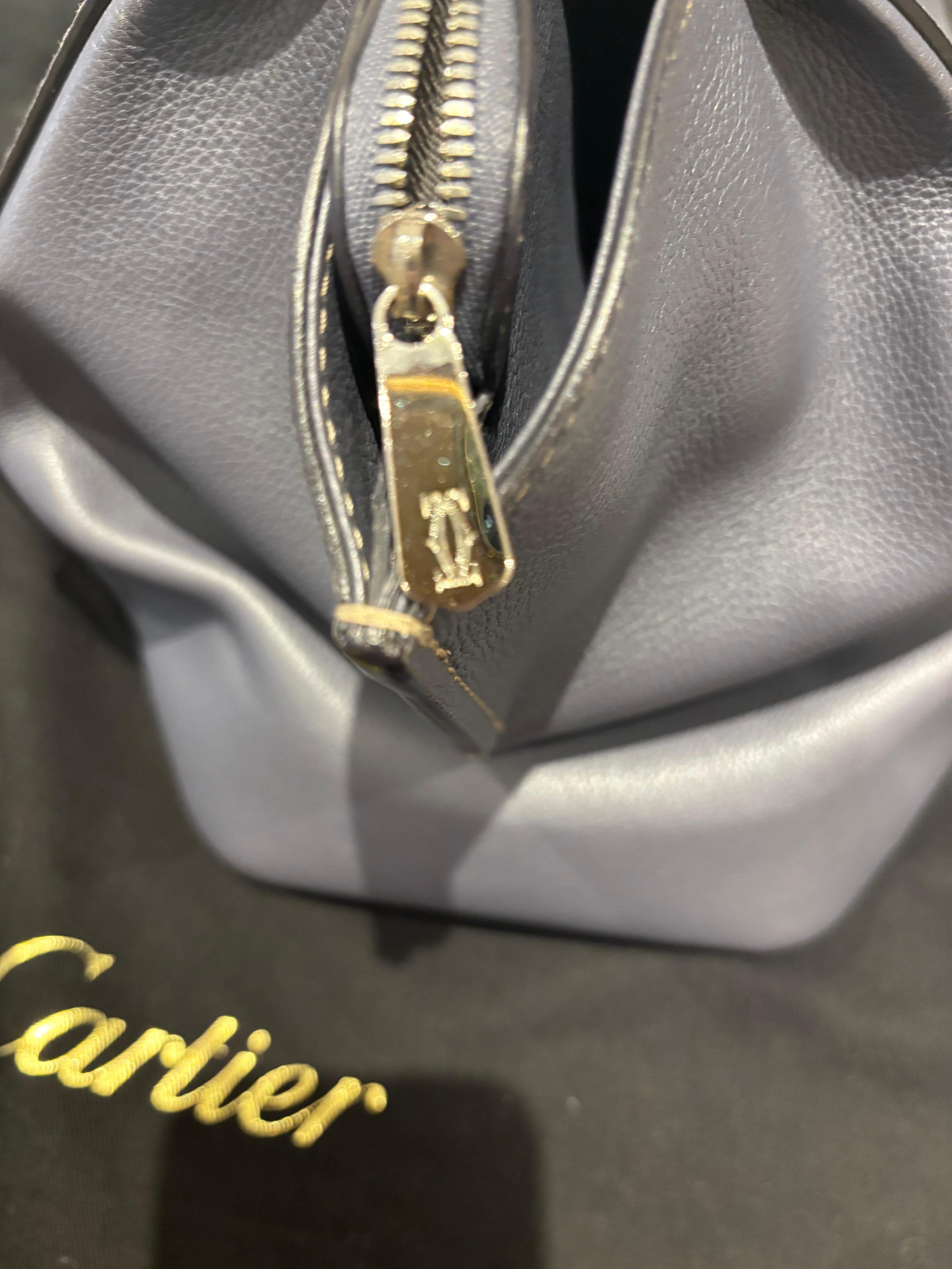 C de Cartier As New Blue Grey Tote with Dust Bag en vente 2