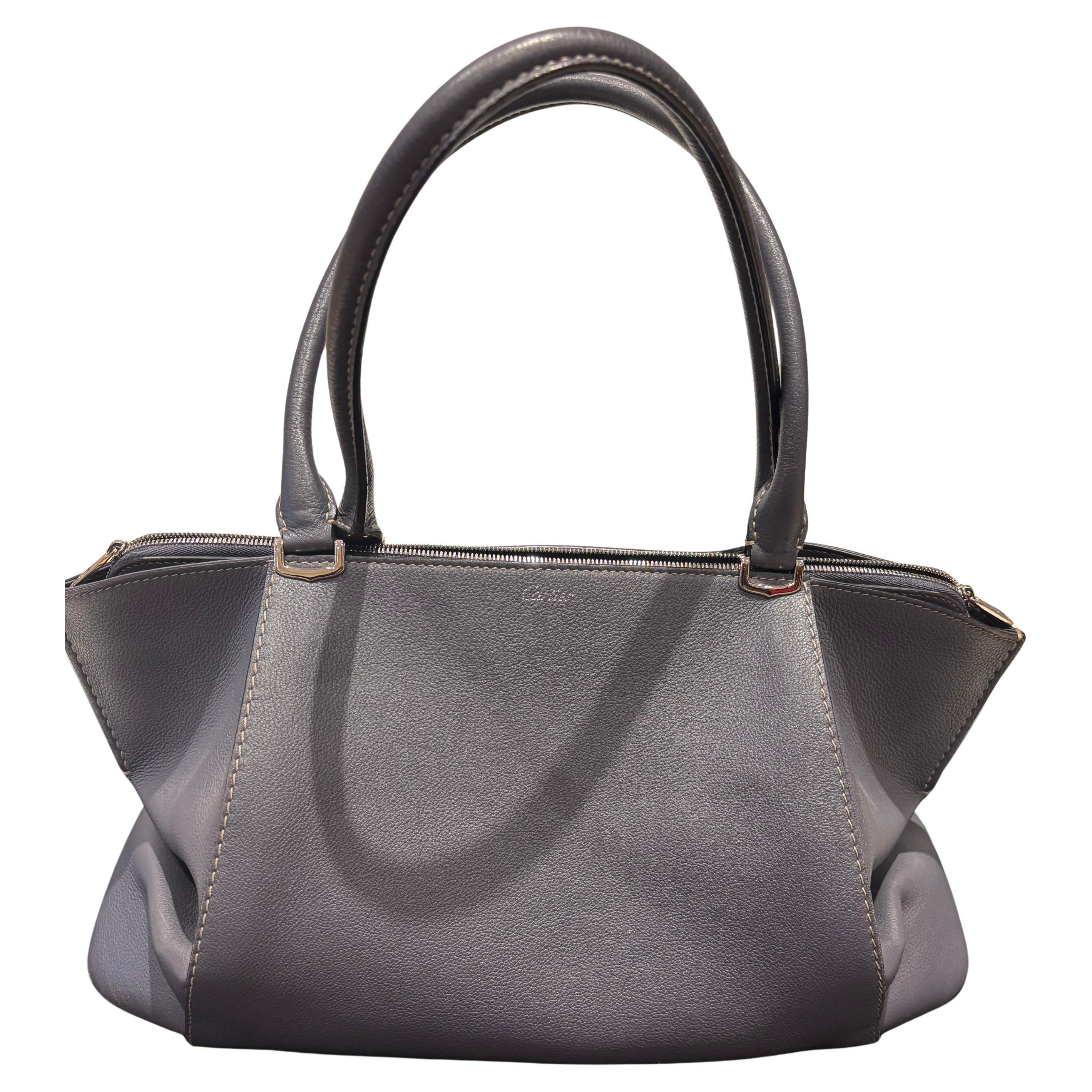 C de Cartier As New Blue Grey Tote with Dust Bag en vente