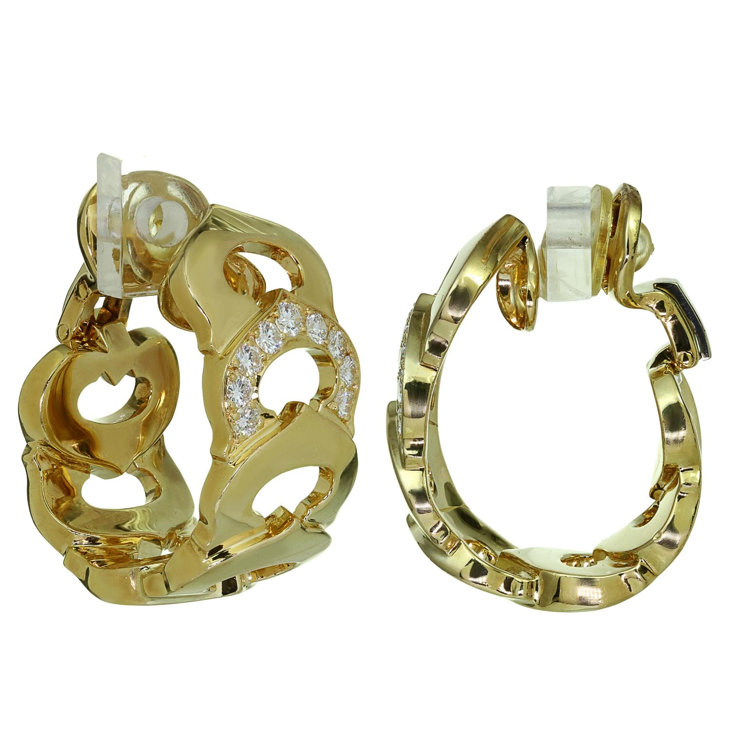 Brilliant Cut C De Cartier Diamond 18k Yellow Gold Clip-On Wrap Earrings For Sale
