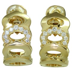 Retro C De Cartier Diamond 18k Yellow Gold Clip-On Wrap Earrings