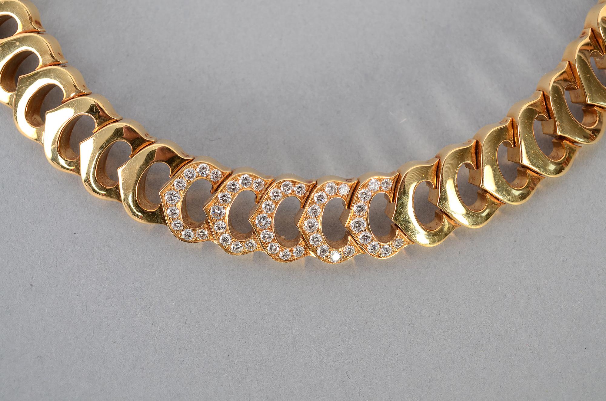 Brilliant Cut C de Cartier Diamond Choker Necklace For Sale