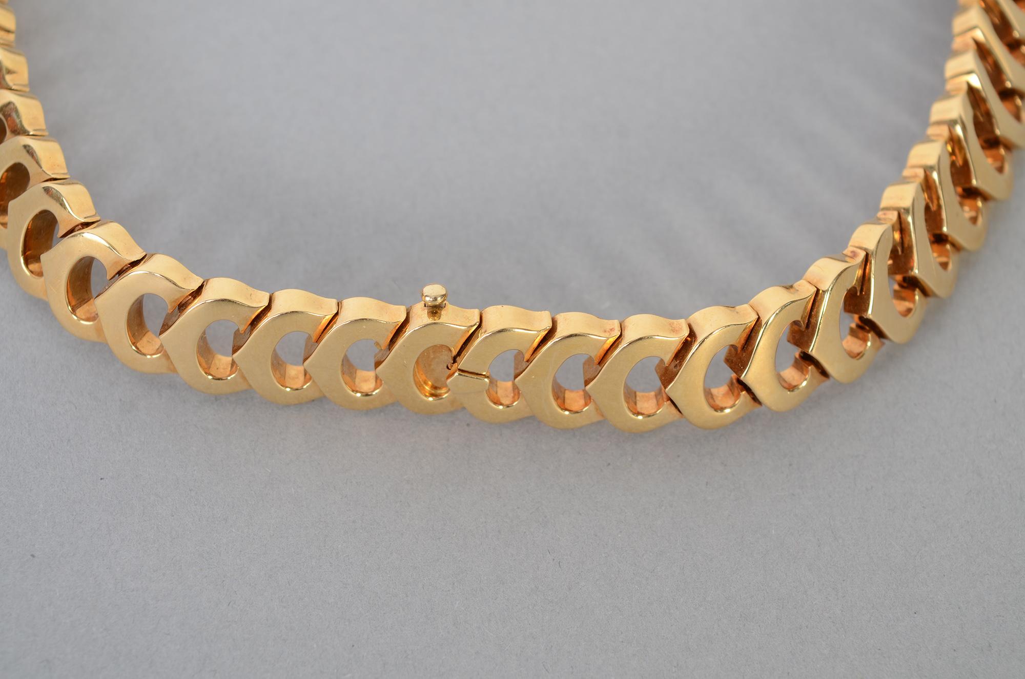 C de Cartier Diamond Choker Necklace In Excellent Condition For Sale In Darnestown, MD