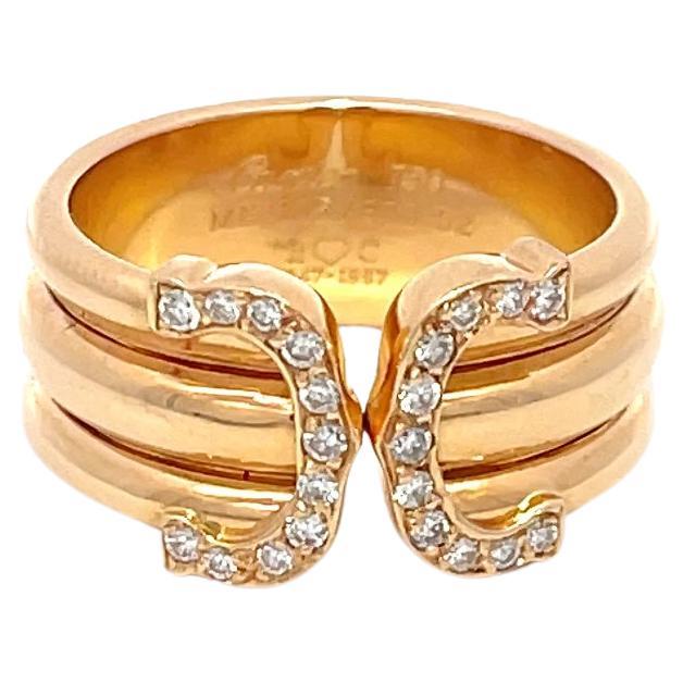  C de Cartier Diamond Ring 18K Yellow Gold For Sale