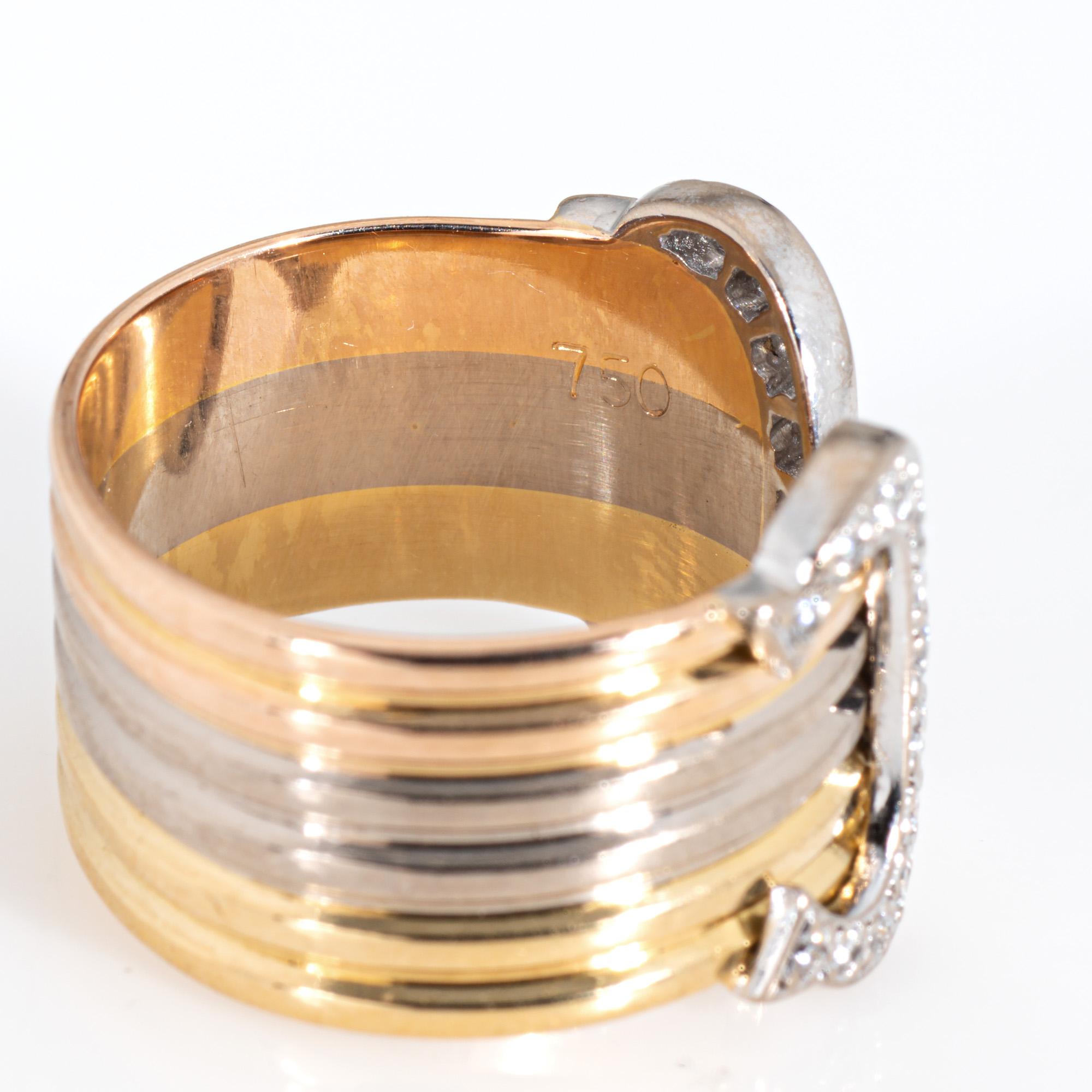 C de Cartier Diamond Ring 53 Sz 6 c1979 18k Tri Gold Band Signed Jewelry COA 1