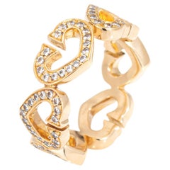 C de Cartier Diamond Ring Sz 5.75 Heart Band c2001 18k Yellow Gold Jewelry 