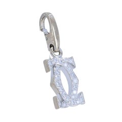 C de Cartier Double C 18k White Gold Diamond Charm Pendant