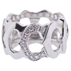 Anillo C de Cartier Oro Diamante Banda Ancha