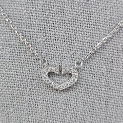 C De Cartier Heart Diamond Pendant 18k White Gold 5.3g 15"