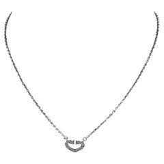 C De Cartier Heart Diamond Pendant 18k White Gold 5.3g 15"