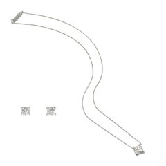 C de Cartier in Signature Setting Diamond Studs and Solitaire Necklace Set.