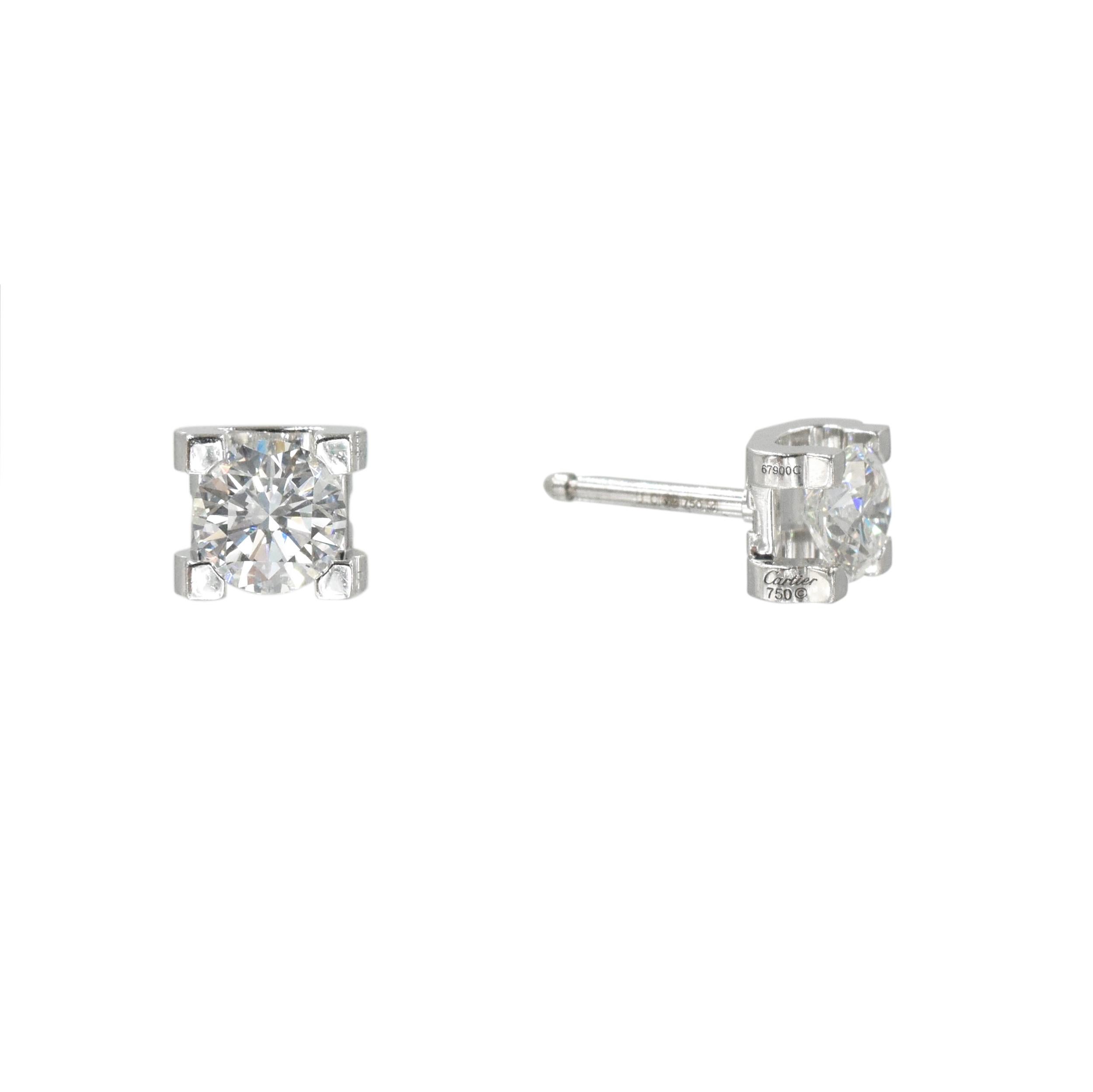 C de Cartier in Signature Setting Borchie di diamanti e set di collane solitarie. in vendita 1