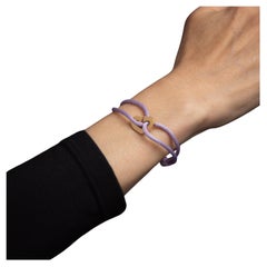 C de Cartier Love Charity Heart Bracelet Lilac Silk Cord 18k Gold Estate Jewelry