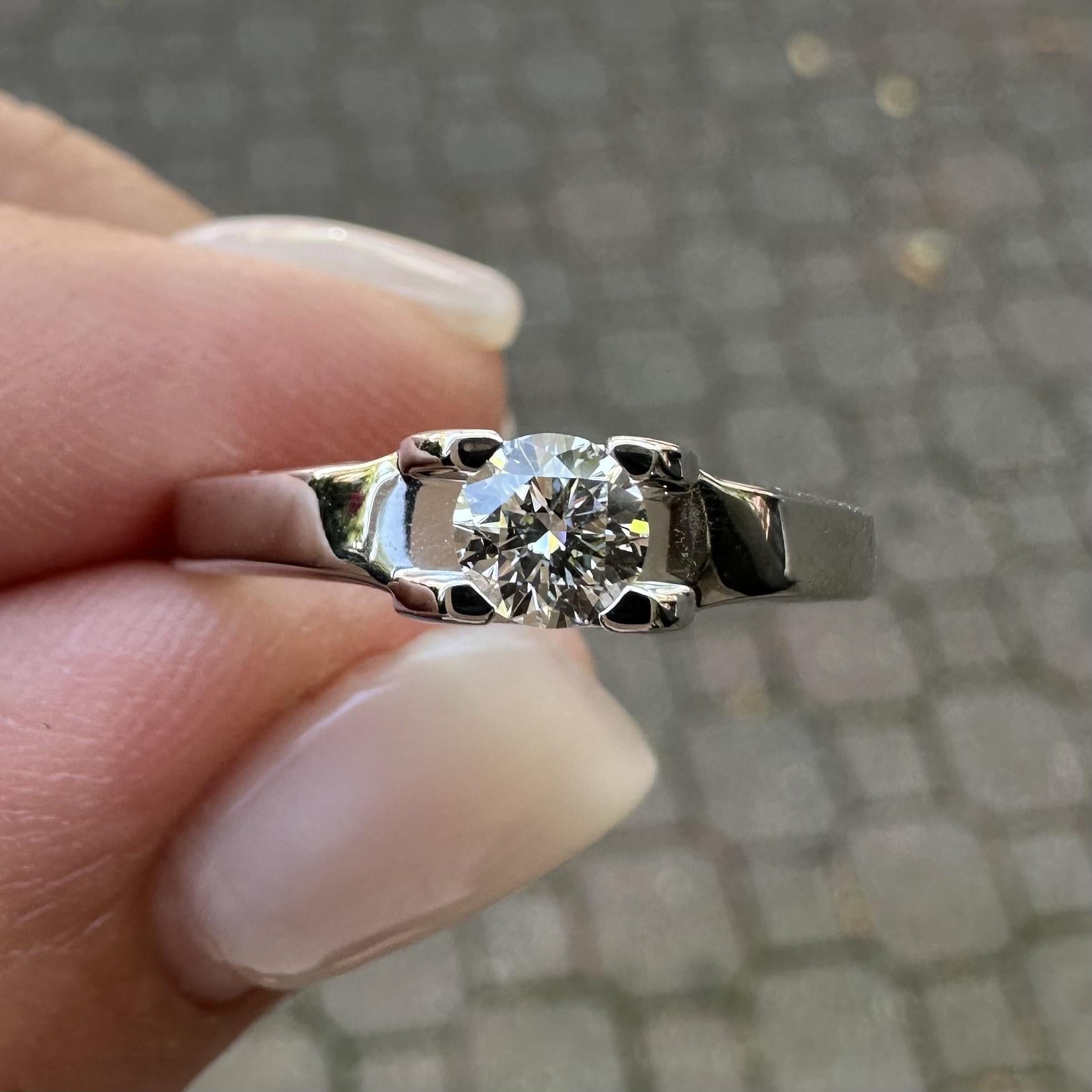 C De Cartier Platin F VVS2 .30ct Diamant Solitär Verlobungsring w / Box im Angebot 6