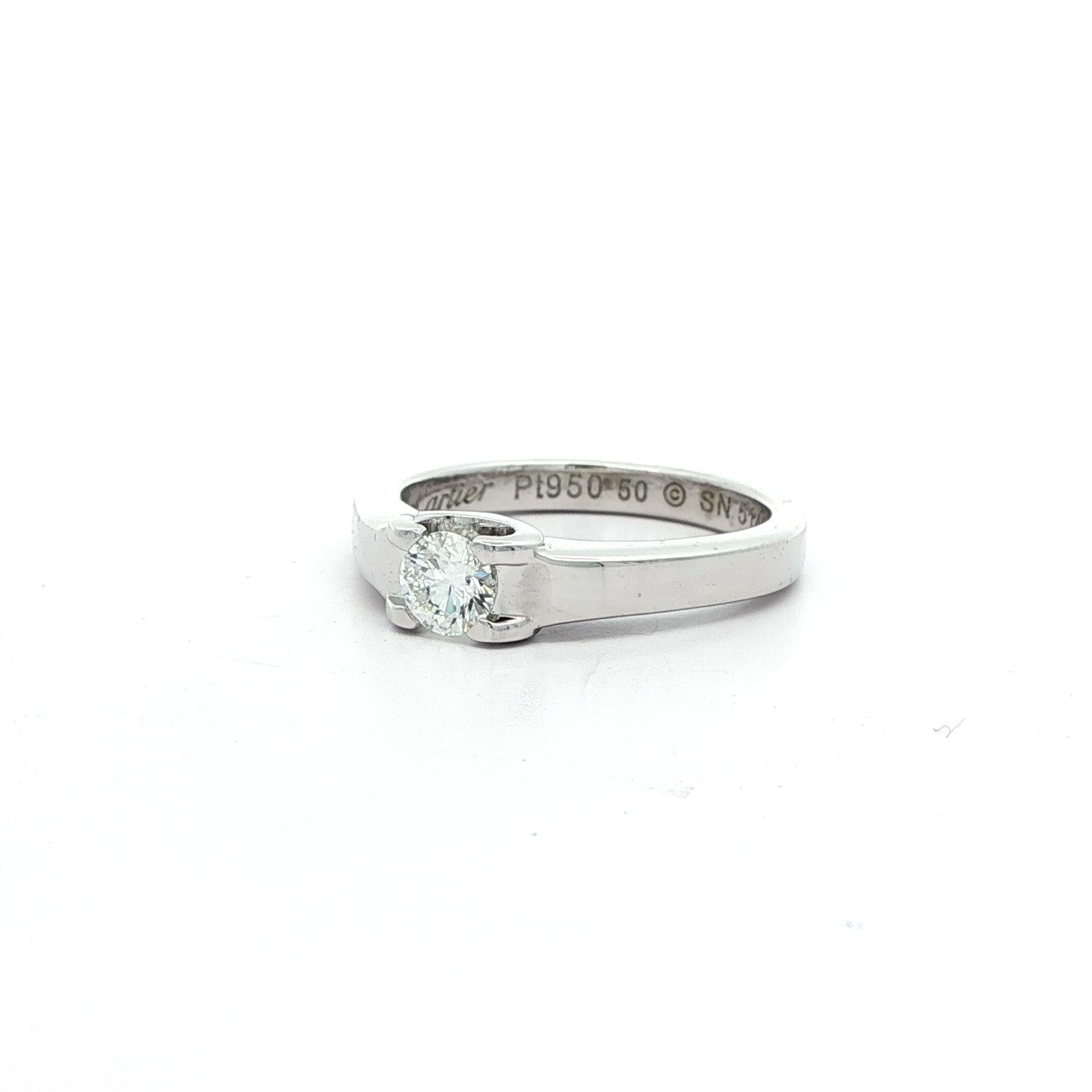 C De Cartier Platin F VVS2 .30ct Diamant Solitär Verlobungsring w / Box im Angebot 7