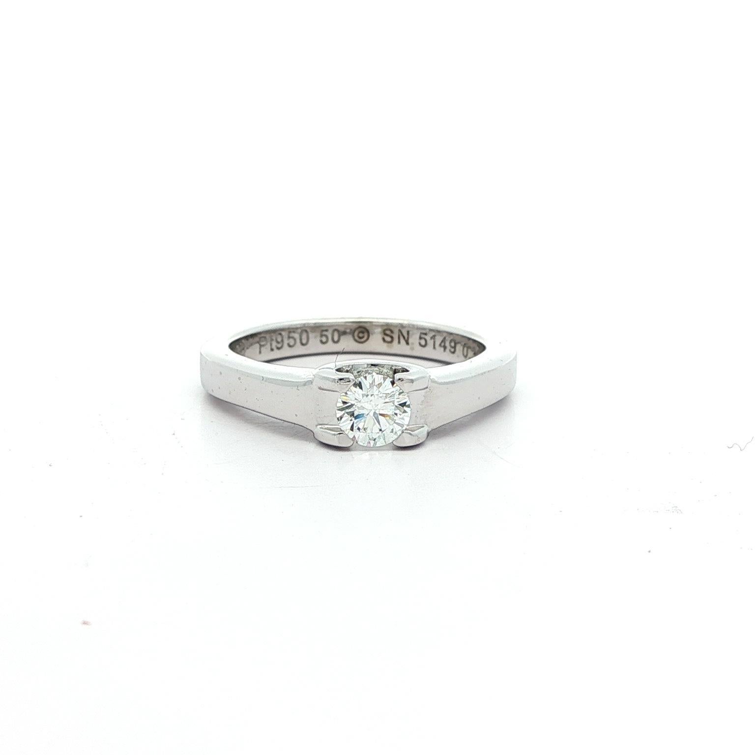 C De Cartier Platin F VVS2 .30ct Diamant Solitär Verlobungsring w / Box im Angebot 8