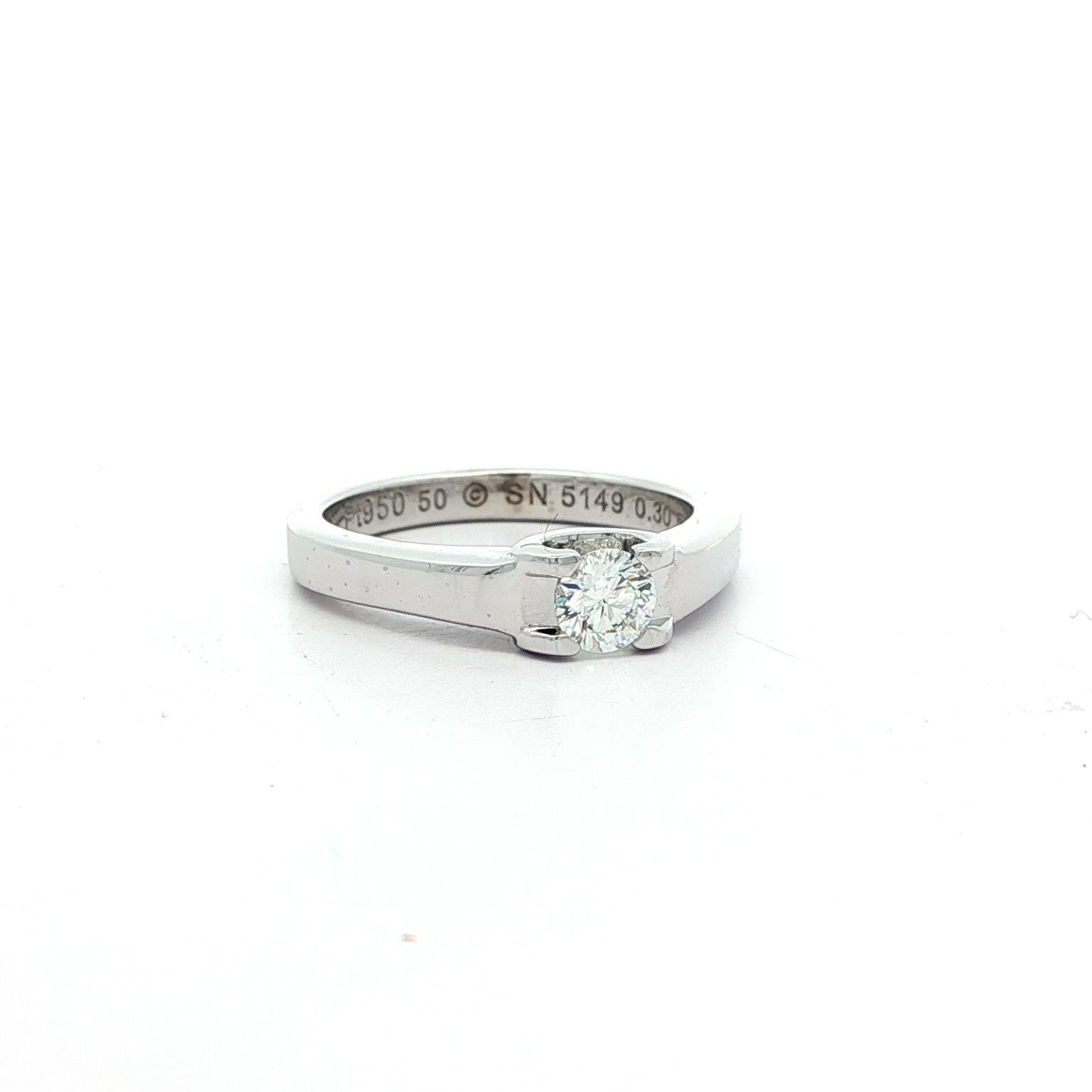 C De Cartier Platin F VVS2 .30ct Diamant Solitär Verlobungsring w / Box im Angebot 9