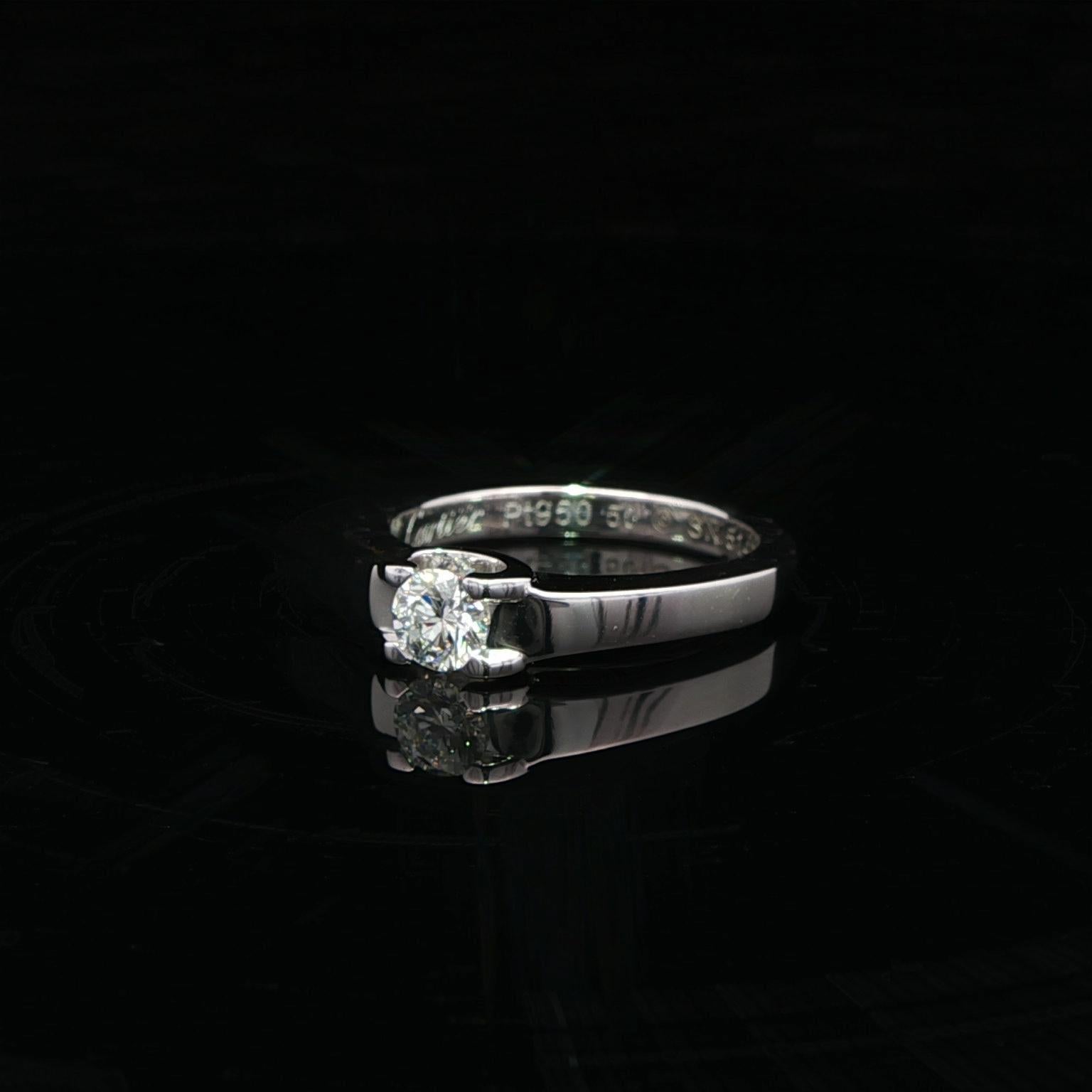 C De Cartier Platin F VVS2 .30ct Diamant Solitär Verlobungsring w / Box im Zustand „Hervorragend“ im Angebot in Montclair, NJ