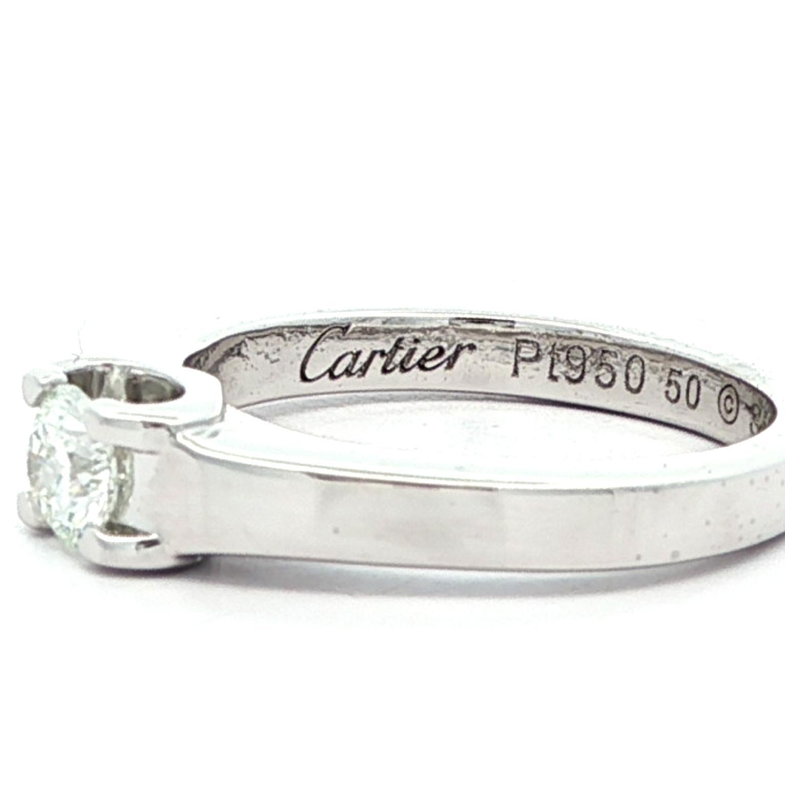 C De Cartier Platin F VVS2 .30ct Diamant Solitär Verlobungsring w / Box im Angebot 3