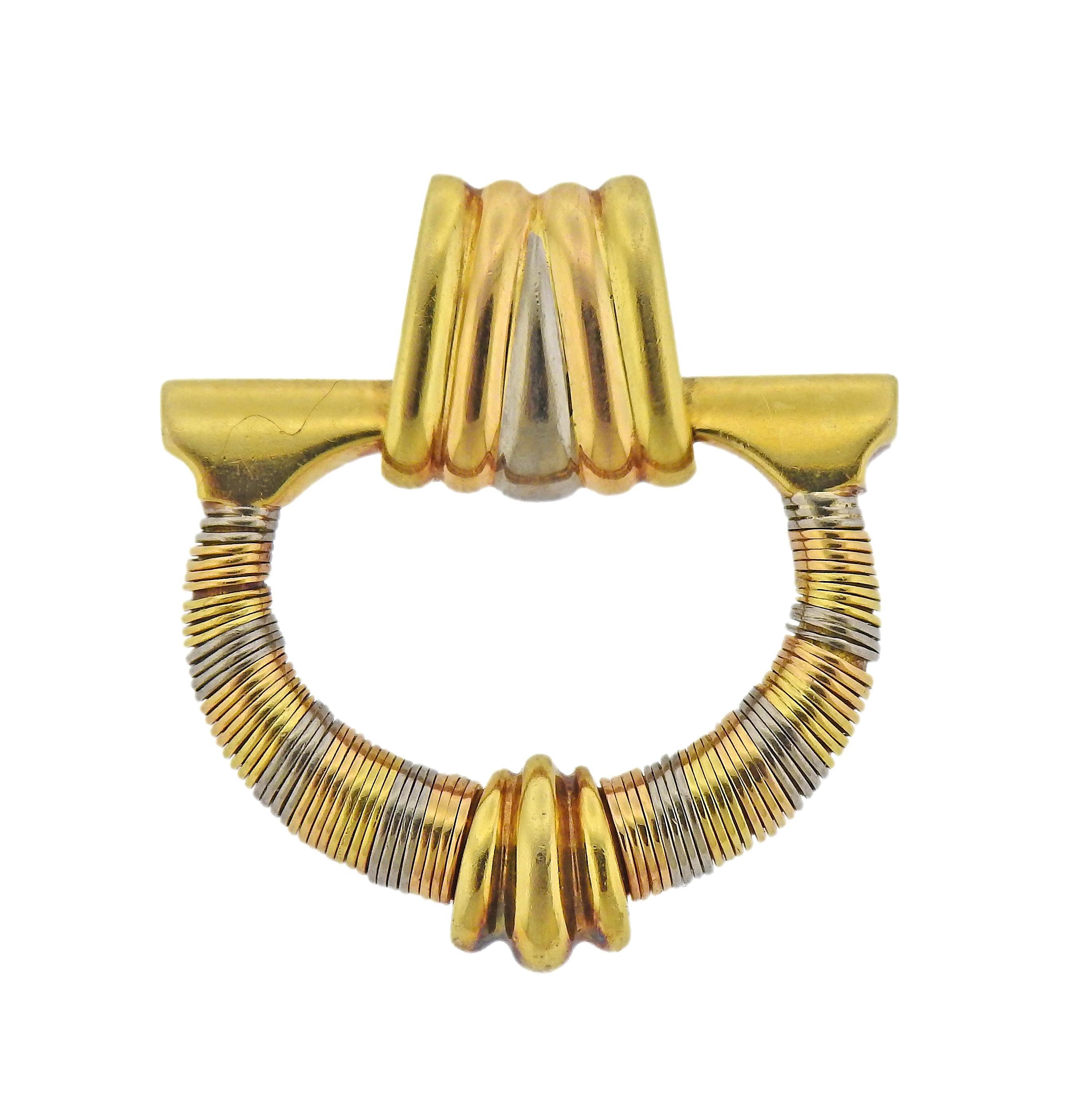 Women's or Men's C de Cartier Tri Color Gold Pendant