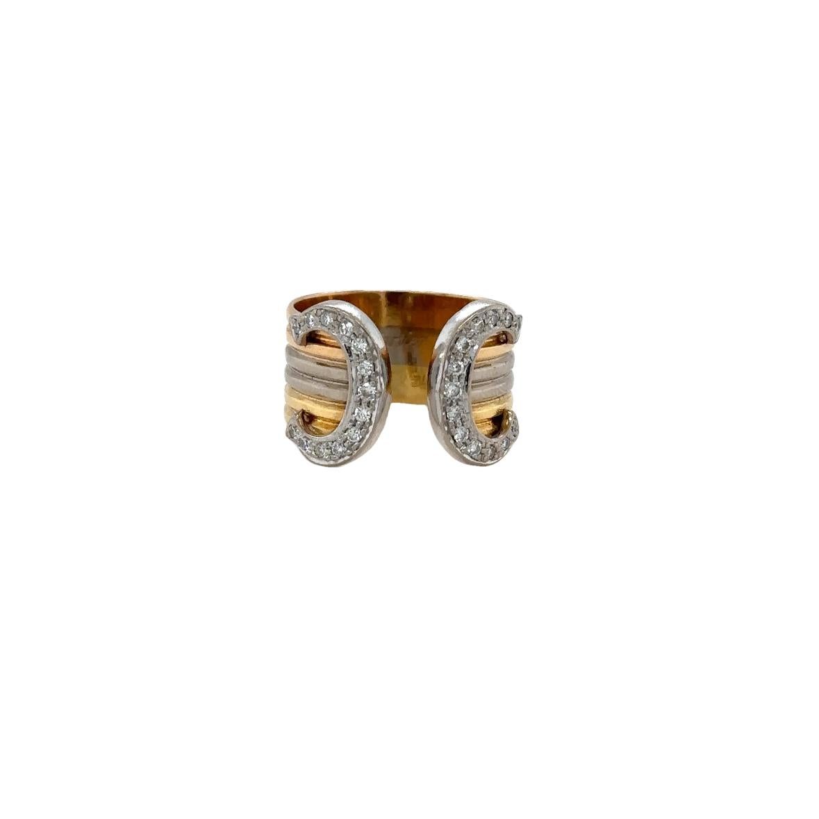 C de Cartier Trinity Band with Diamonds set in 18kt White, Yellow and Rose Gold In Good Condition For Sale In New York, NY