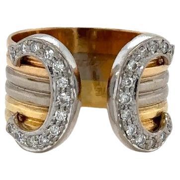 C de Cartier Trinity Band with Diamonds set in 18kt White, Yellow and Rose Gold